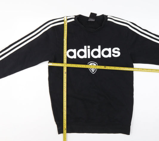 adidas Men’s Black XS Leeds United Logo Graphic Crew Neck Sweatshirt
