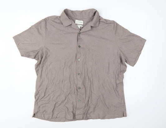 Back view of Autograph Men’s Grey 2XL Geometric Knit Short Sleeve Button-Up Shirt
