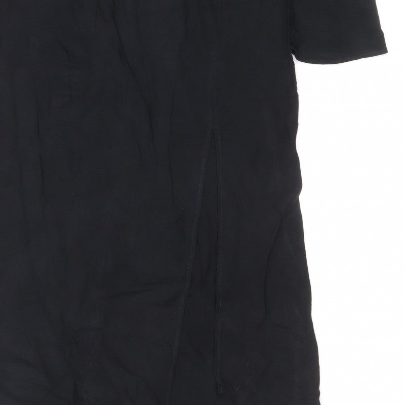 Massimo Dutti Women Black L Midi Sheath Long Sleeve Dress