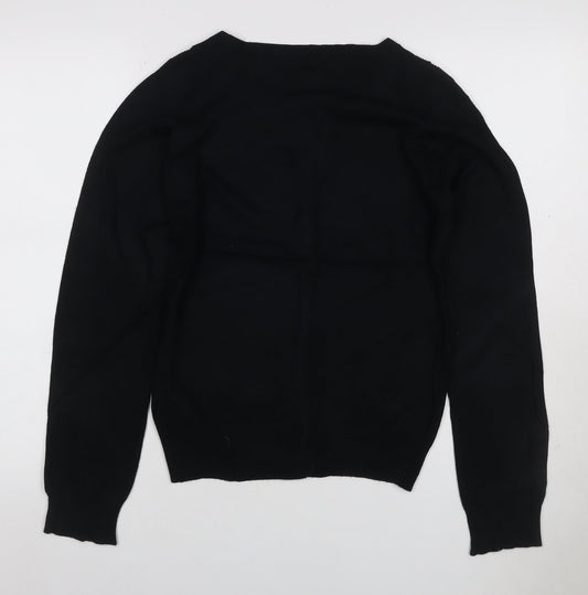 Dorothy Perkins Women Black UK 10 Button Knit Cardigan Long Sleeve