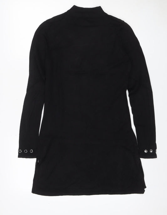 Star by Julien Macdonald Women Black UK 12 Bodycon Knit Eyelet Dress