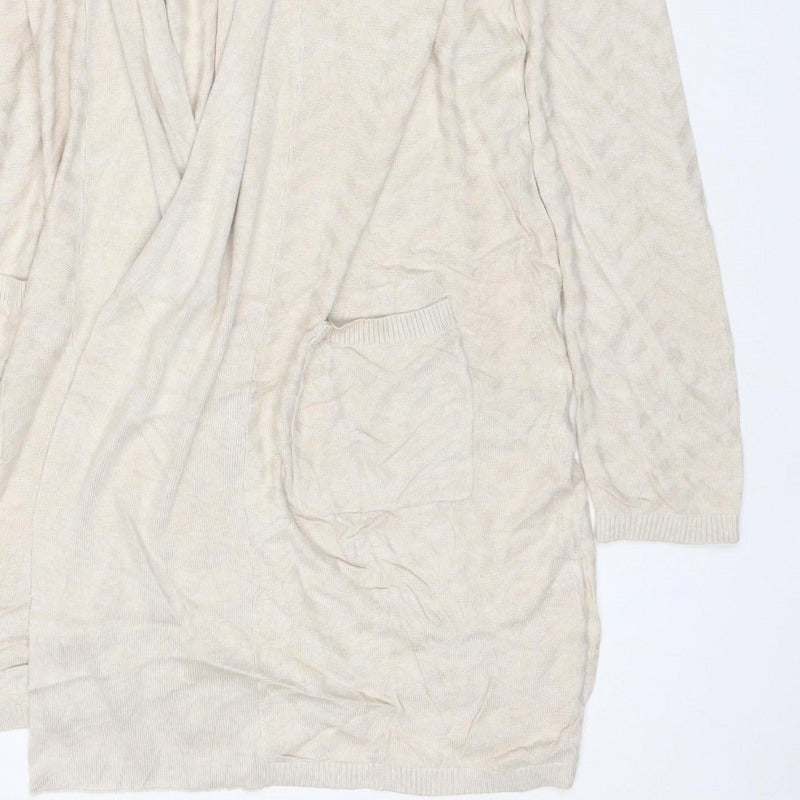 Laura Ashley Women’s Ivory UK 18 Open Knit Cardigan Pockets Long Sleeve
