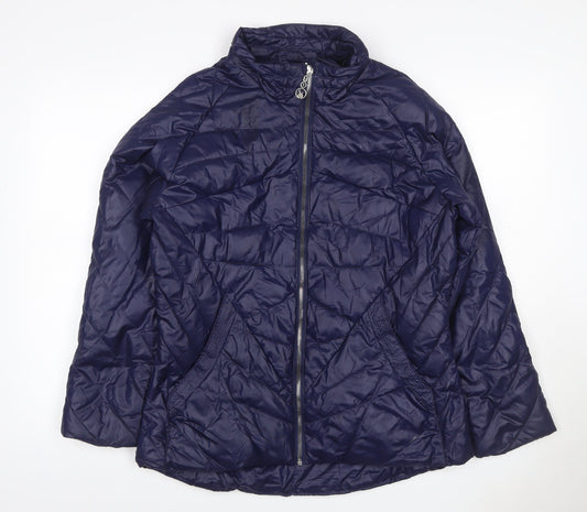 Kalina Women’s Blue 2XL Puffer Jacket Quilted Zip Padded Short Coat