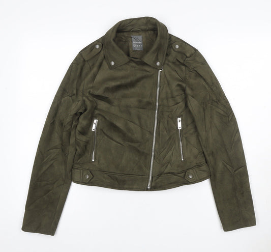 Primark Women’s Green UK 12 Faux Suede Biker Jacket Zip