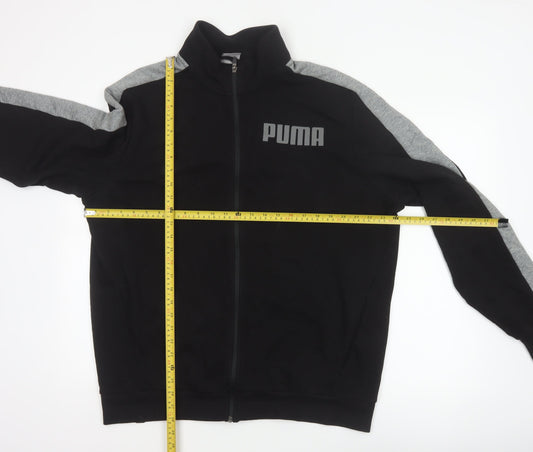 Puma Men’s Black Grey XL Full Zip Track Jacket Logo Sports