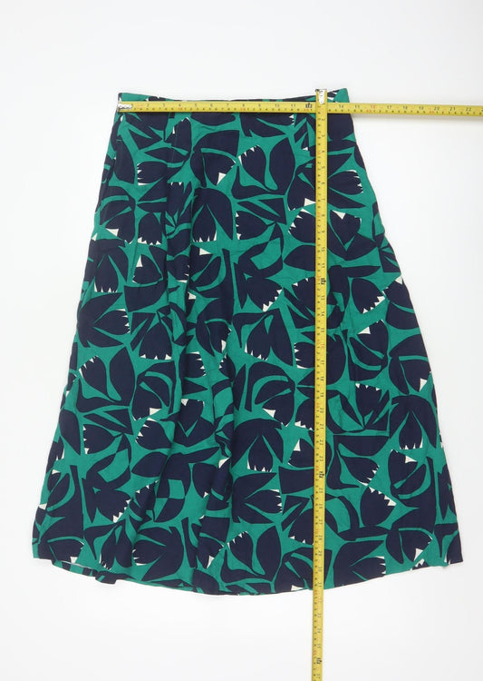 Seasalt Cornwall Women Green Floral A-Line Midi Skirt UK 10