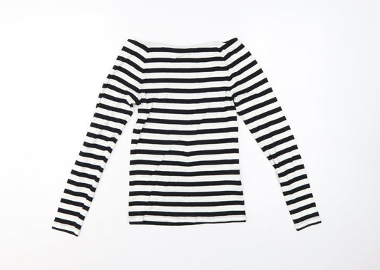 Marks & Spencer Women's Black White Stripe Off Shoulder Top UK 8