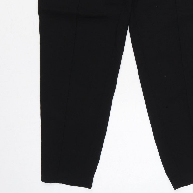 Ted Baker Women Black UK 12 Tapered Trousers Satin Trim Ankle Zip
