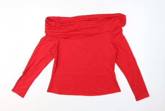 Apricot Women Red Off Shoulder Long Sleeve Jersey Top UK 16