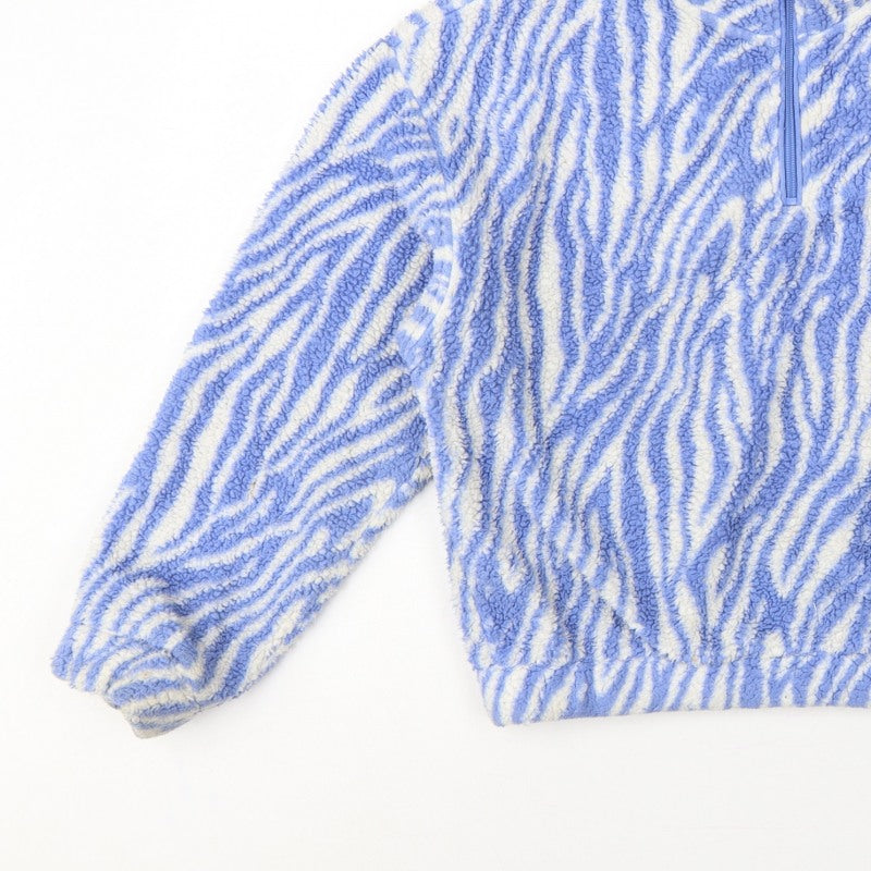 H&M Divided Women Blue Zebra Print Fleece 1/4 Zip Sweatshirt Size S