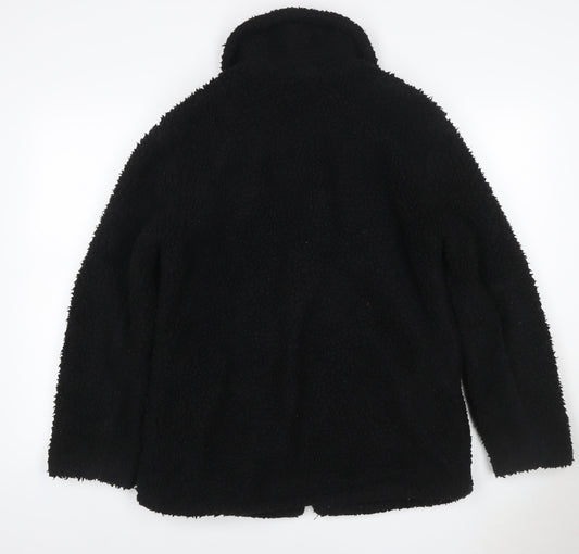 Topshop Women’s Black Borg Fleece Zip Jacket UK 10 Lined