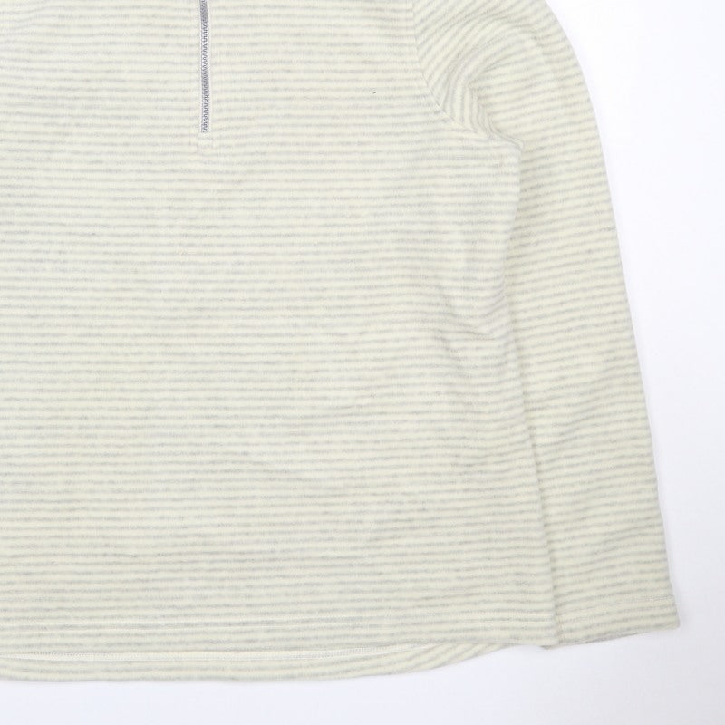 Regatta Women’s Ivory Grey Striped UK 16 1/4 Zip Fleece Sweatshirt