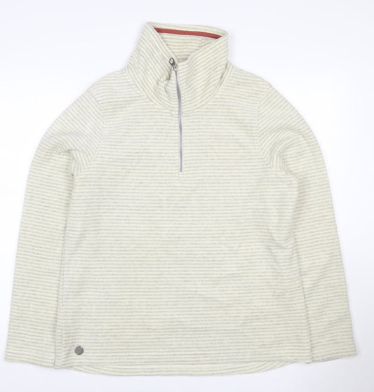 Regatta Women’s Ivory Grey Striped UK 16 1/4 Zip Fleece Sweatshirt