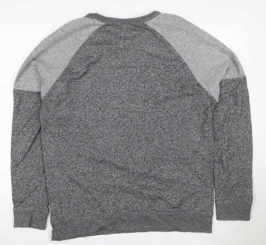 H&M Men’s Grey Marl L Pullover Crew Neck Cotton Blend Sweatshirt