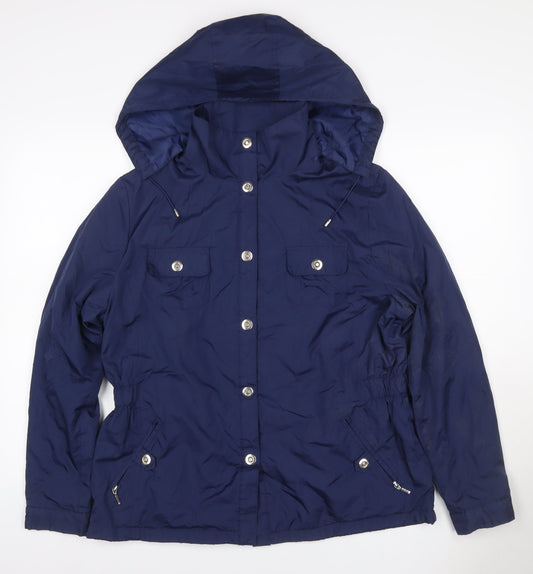 Additional front view of Dunnes Women Blue UK 12 Hooded Parka Jacket Zip Pockets