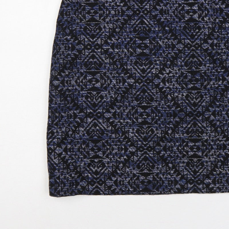 Marks and Spencer Women Blue Geometric Pencil Skirt UK 14 Knee Length