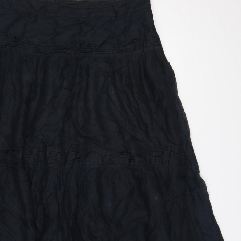 Whistles Women’s Black UK 12 A-Line Midi Cotton Beaded Lace Skirt