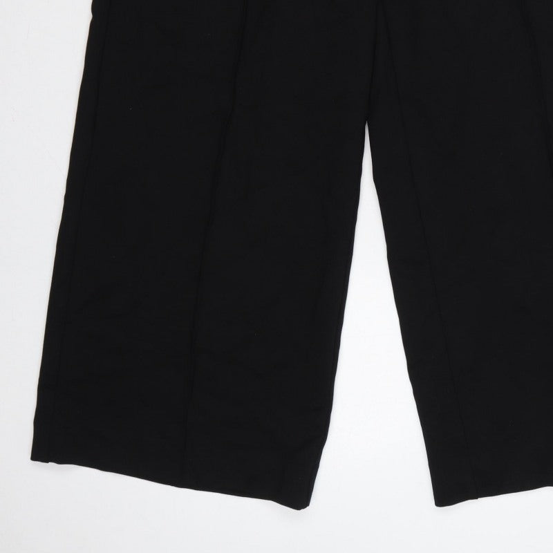 Next Women Black UK 16L Tall Wide-Leg Stretch Dress Trousers