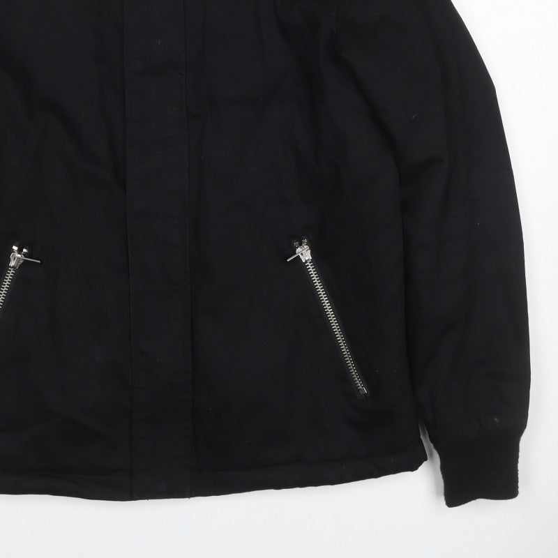 River Island Men's Black S Basic Padded Jacket Teddy Collar