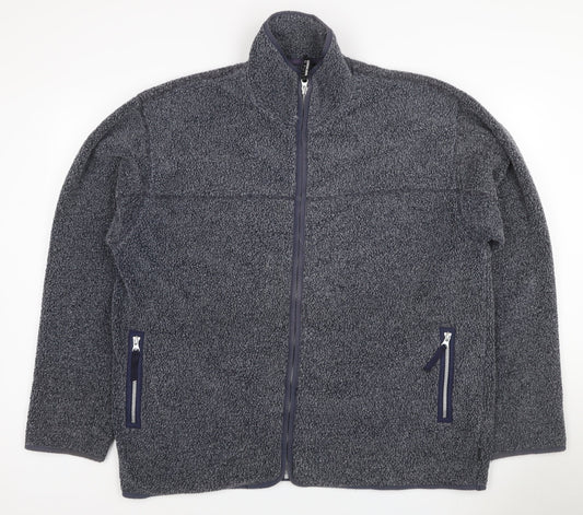 Back view of Linea Men’s Grey XL Fleece Full Zip Stand-Up Collar Jacket