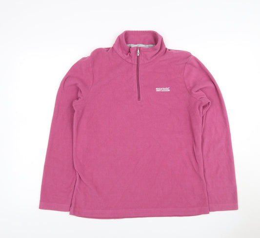 Back view of Regatta Teens Pink UK 12 1/4 Zip Fleece Sweatshirt