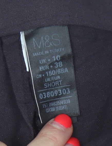 Marks and Spencer Women Brown UK 10 Short Straight Tailored Trousers