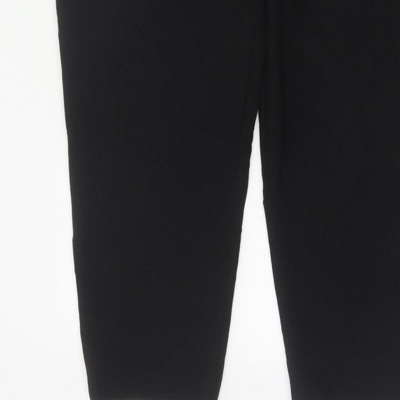Zara Women's Black UK 12 High Rise Tapered Tailored Trousers