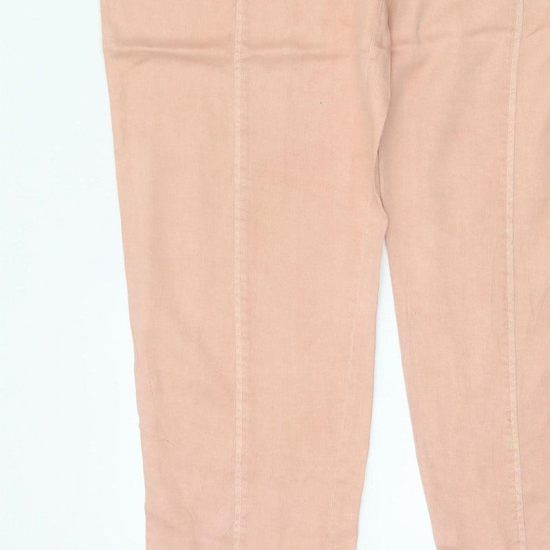 White Stuff Women Pink Size 14 Cargo Tapered Linen Blend Trousers