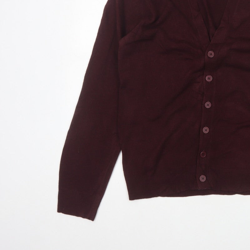 Marks and Spencer Blue Harbour Men Brown L V-Neck Button Cardigan