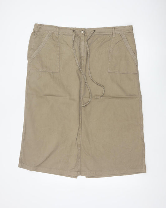 Bonmarché Women Beige UK 20 Long Cargo Skirt Drawstring Pockets