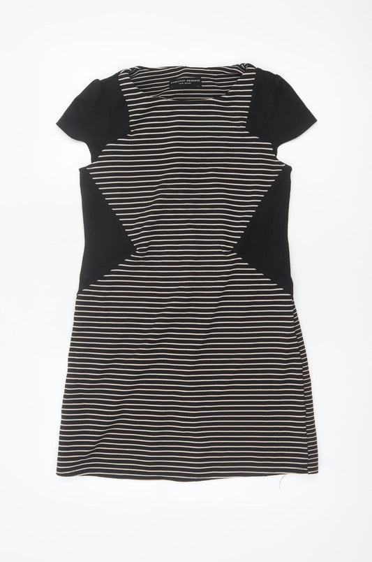 Dorothy Perkins Women Black White Stripe Off Shoulder Bodycon Dress UK 10
