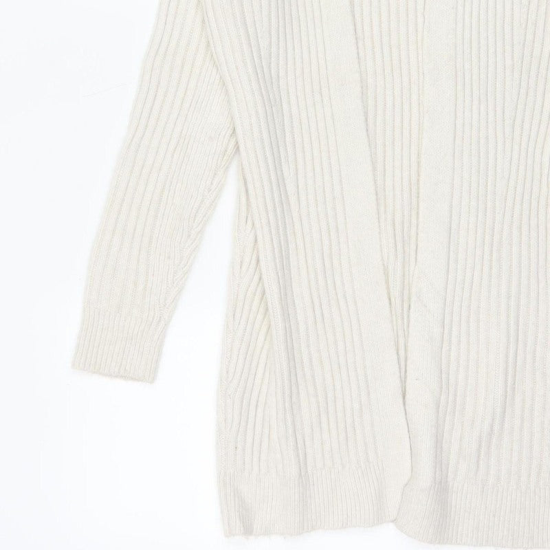 Marks and Spencer Women Ivory XS Cable-Knit V-Neck Long Sleeve Jumper