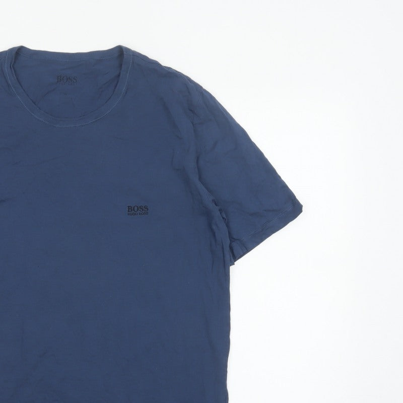 Hugo Boss Men’s Blue XL Logo Crew Neck Short Sleeve Cotton T-Shirt
