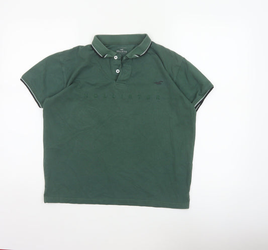 Hollister Women Green S Basic Cotton Short Sleeve Polo Shirt