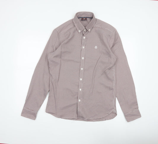 Back view of Blakely Clothing Co. Men’s Brown Geometric Button-Down Shirt Small Slim