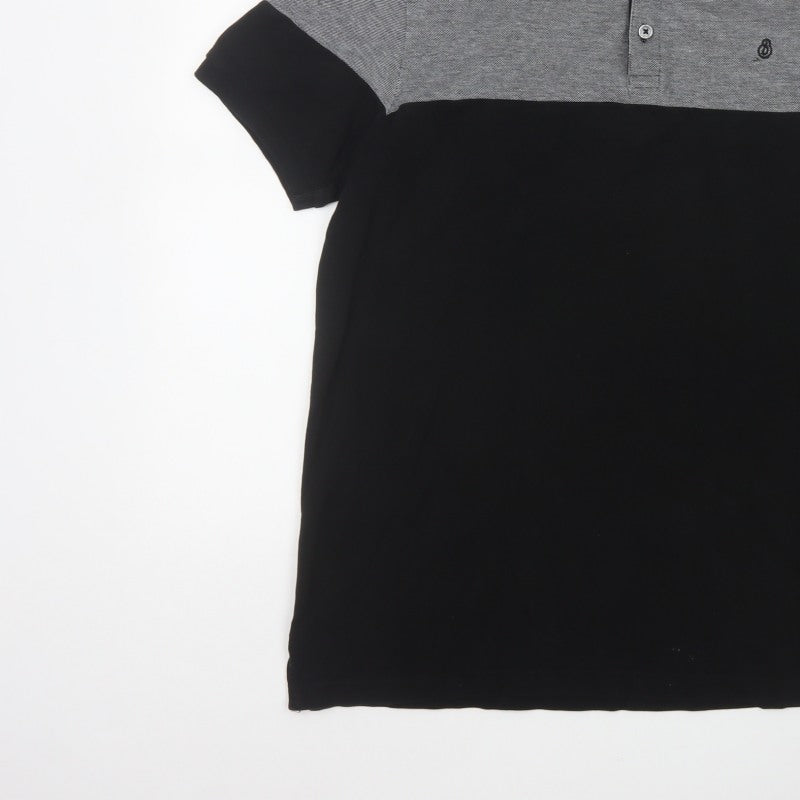 Burton Mens Black Grey Colourblock Cotton Polo Shirt Size L