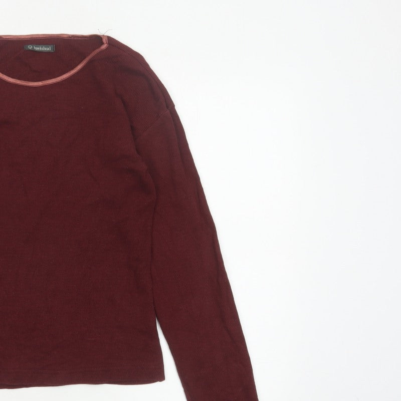Hawkshead Women’s Brown M Ribbed Long Sleeve Basic Jersey T-Shirt
