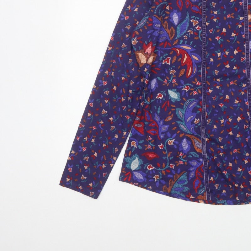 Country Rose Women’s Blue Floral Long Sleeve Blouse Size S