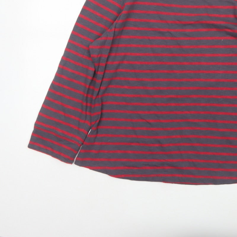 Arabella & Addison Women's Grey Red Stripe Cotton Jersey Top XL 3/4 Sleeve