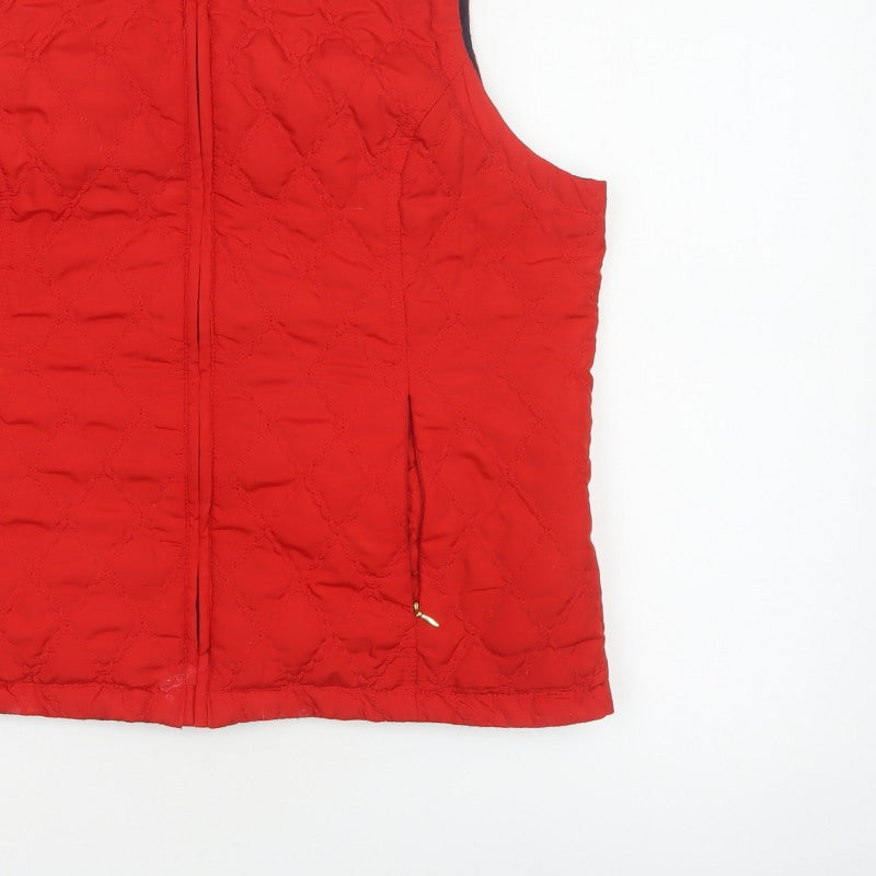 Dash Women Red UK 18 Quilted Padded Zip Waistcoat Gilet