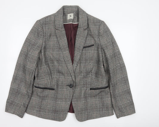 Tu Women’s Grey Check Blazer Size 18 Lined Single-Breasted Jacket