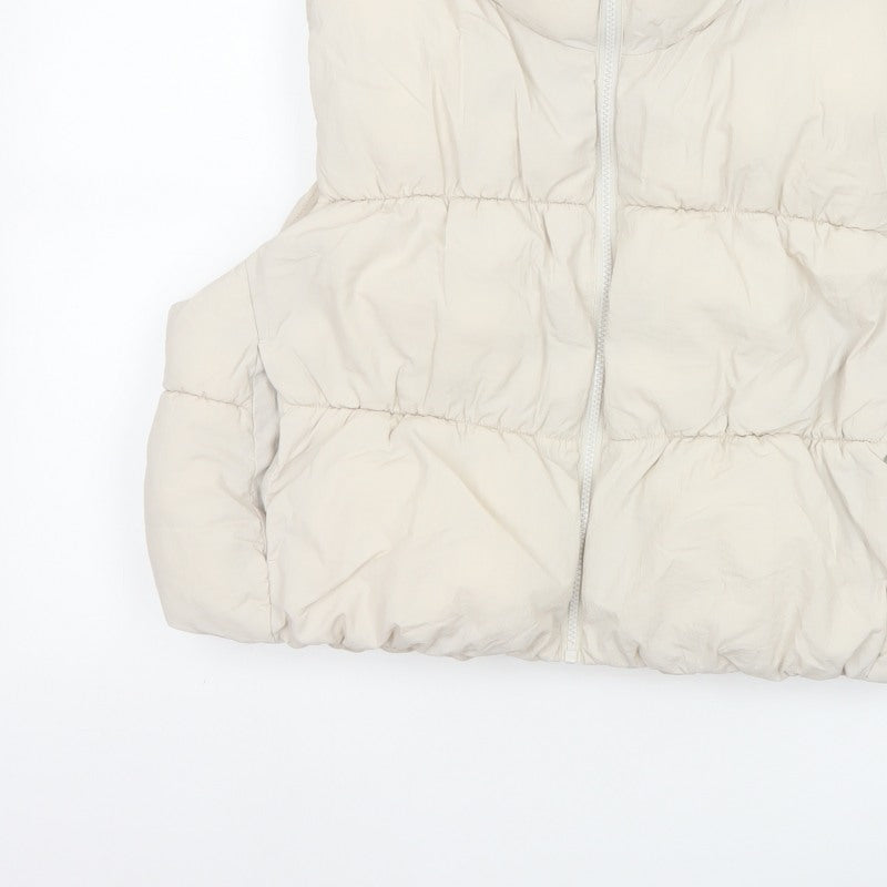 H&M Divided Women Ivory UK 16 Sleeveless Puffer Jacket Bodywarmer