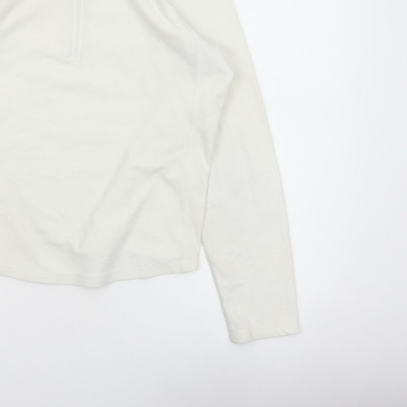 Gap Women Ivory M Stretch Fleece 1/4 Zip High Neck Sweatshirt