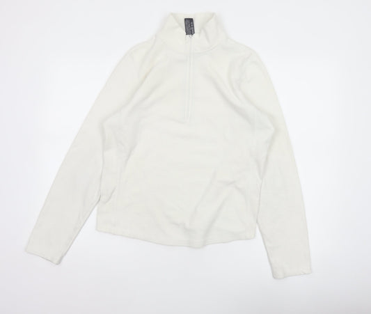 Gap Women Ivory M Stretch Fleece 1/4 Zip High Neck Sweatshirt