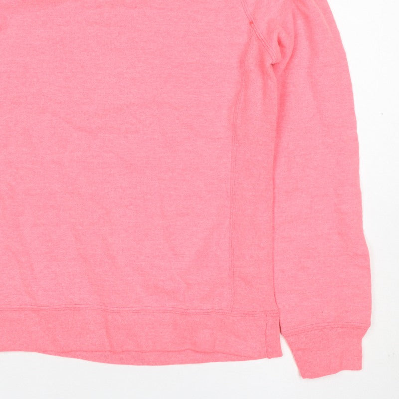 Champion Women Pink M Logo Crew Neck Pullover Sweatshirt Cotton Blend