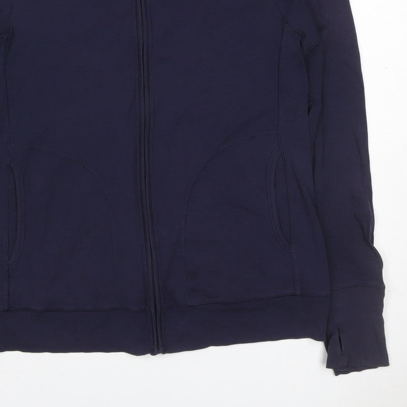 Uniqlo Women Blue L Full Zip Hooded Cotton Stretch Hoodie