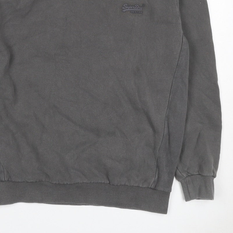 Superdry Men’s Grey S Crew Neck Pullover Sweatshirt Logo Cotton