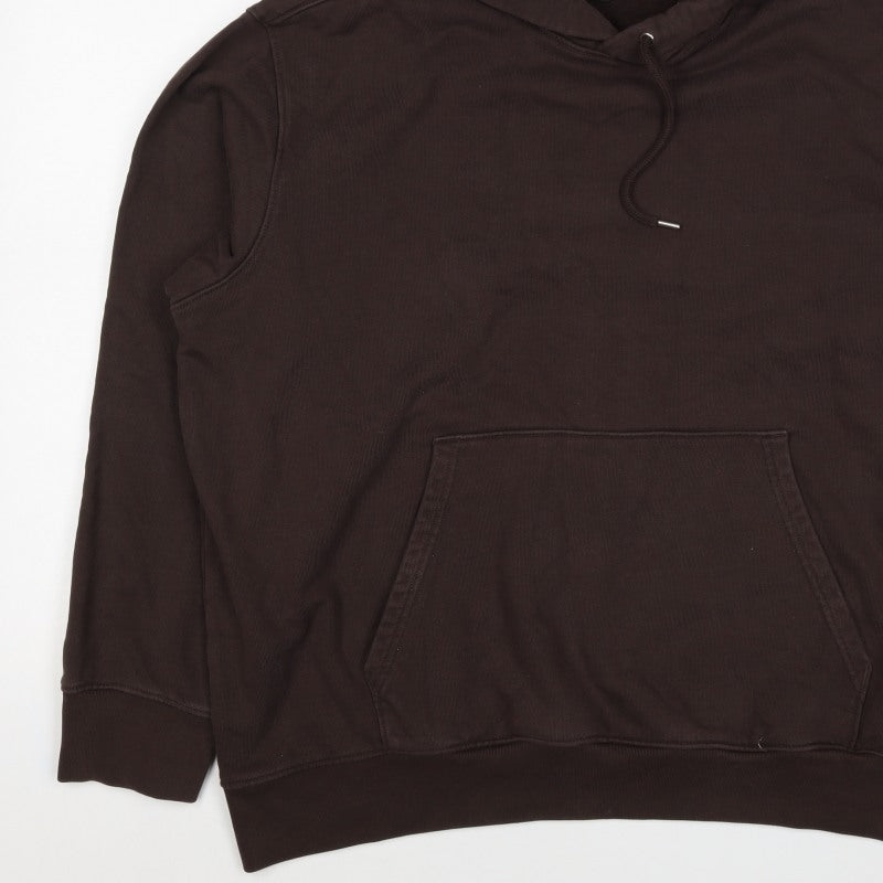 H&M Unisex Adults Brown 2XL Regular Fit Pullover Hoodie Cotton
