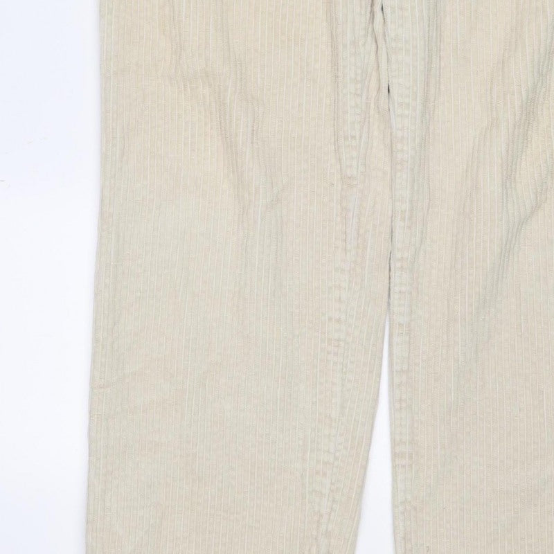 Weekday Women’s Ivory Corduroy Trousers UK 22 Straight Leg Cotton