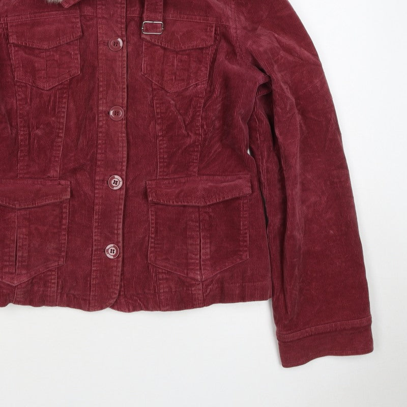 Wallis Women’s Red UK 14 Basic Corduroy Faux Fur Collar Jacket